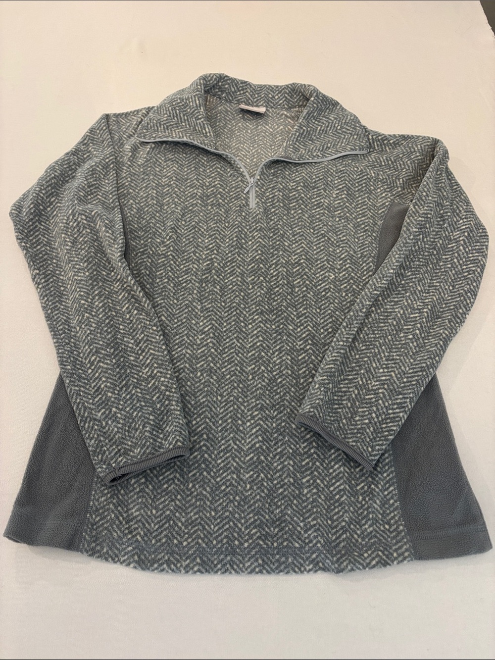 Columbia Women's Half-Zip Herringbone Fleece Pullover Heathered Blue-Gray. M